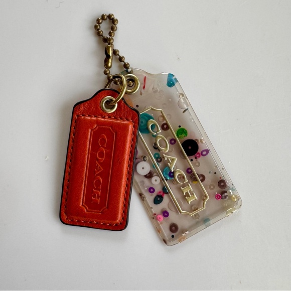 Coach Poppy XL Confetti Lucite & Orange Leather Hangtag Set - Picture 2 of 8